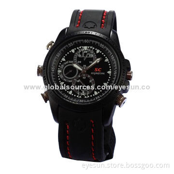 Video Recording Wristwatch Camera with 1,280 x 960P, 30m Waterproof, 4/8/16GB Memory, USB2.0